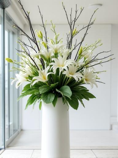 Modern minimalist floral arrangement for a corporate event